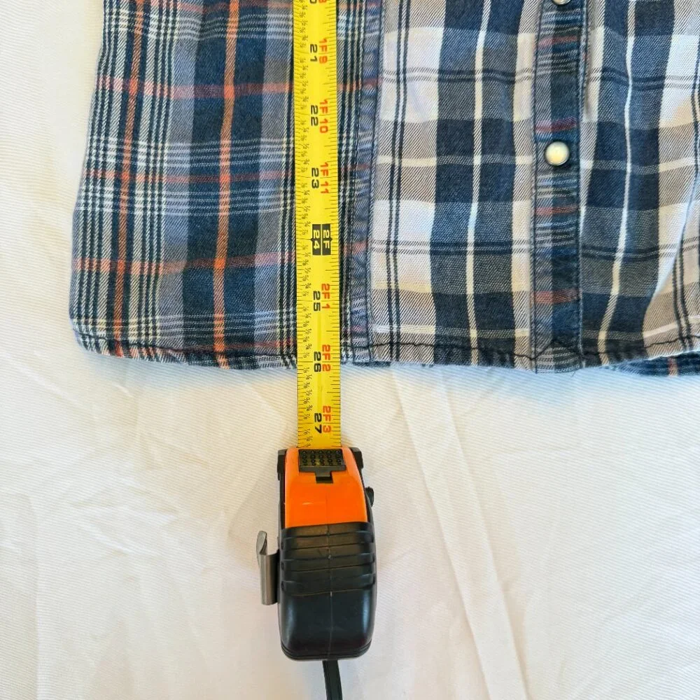 Ralph Lauren Girls ShirtDress 8 Blue with pink Plaid Pearl Snap Flannel Western